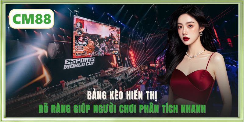 Bảng kèo hiển thị rõ ràng giúp người chơi phân tích nhanh
